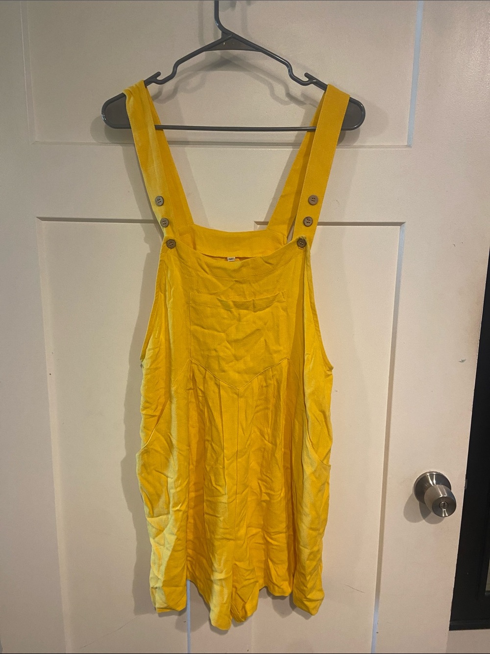 Bright Yellow Button-Strap Shorts Jumper